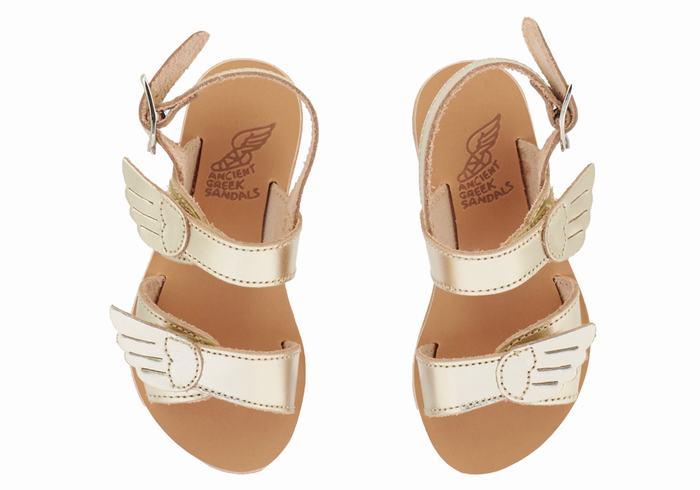 Gold White Ancient Greek Sandals Little Iliada Soft Kids' Casual Sandals | MRI8361OS