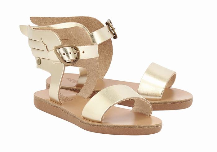 Gold White Ancient Greek Sandals Little Ikaria Soft Kids' Casual Sandals | OVA5999AC