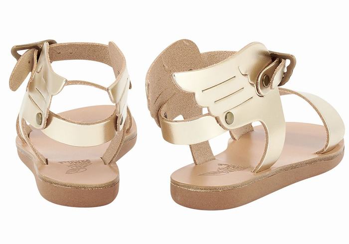 Gold White Ancient Greek Sandals Little Ikaria Soft Kids' Casual Sandals | OVA5999AC