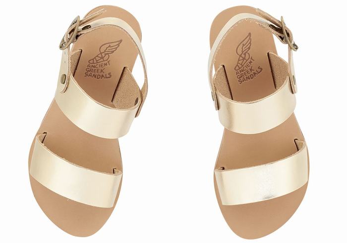 Gold White Ancient Greek Sandals Little Clio Soft Kids' Casual Sandals | YSH1359WQ