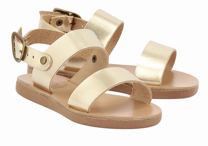 Gold White Ancient Greek Sandals Little Clio Soft Kids' Casual Sandals | YSH1359WQ