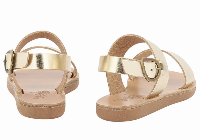 Gold White Ancient Greek Sandals Little Clio Soft Kids' Casual Sandals | YSH1359WQ