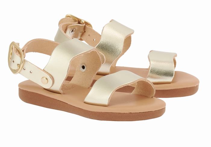 Gold White Ancient Greek Sandals Little Calamos Soft Kids' Casual Sandals | UIC2659AP