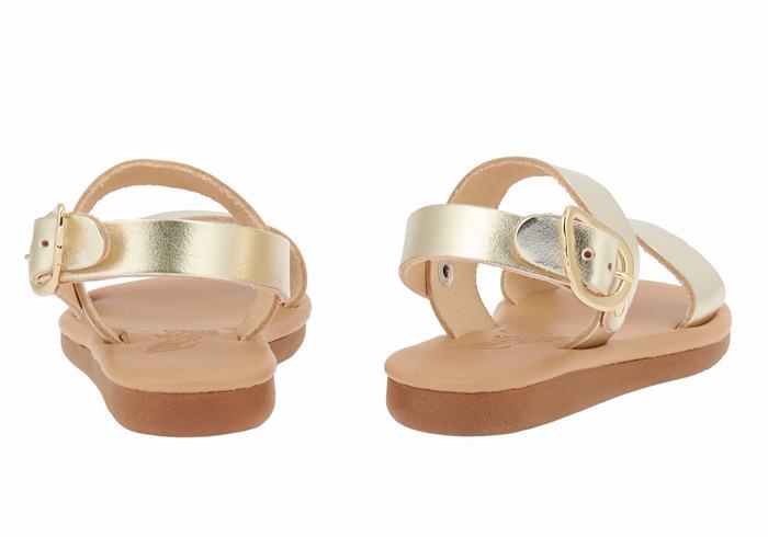 Gold White Ancient Greek Sandals Little Calamos Soft Kids' Casual Sandals | UIC2659AP