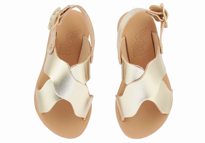 Gold White Ancient Greek Sandals Little Atokos Soft Kids' Casual Sandals | SCK2017YV