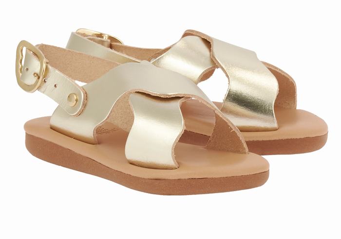 Gold White Ancient Greek Sandals Little Atokos Soft Kids' Casual Sandals | SCK2017YV