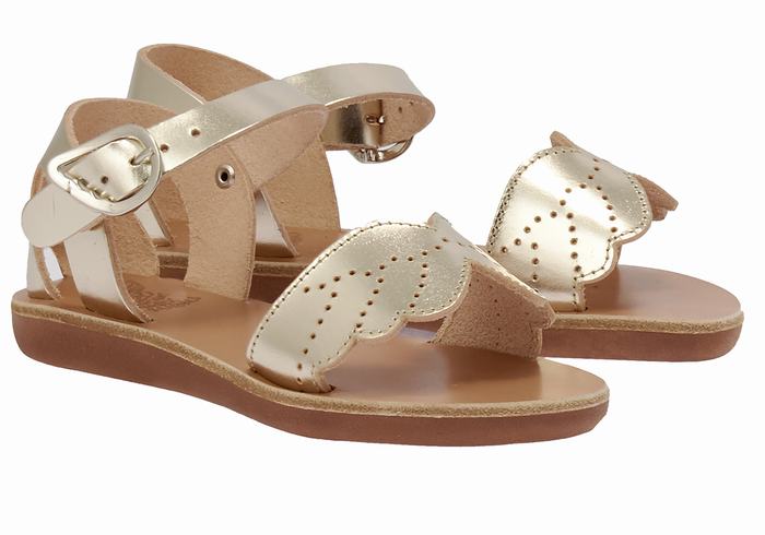 Gold White Ancient Greek Sandals Little Andromeda Soft Kids' Casual Sandals | UDU4313LQ