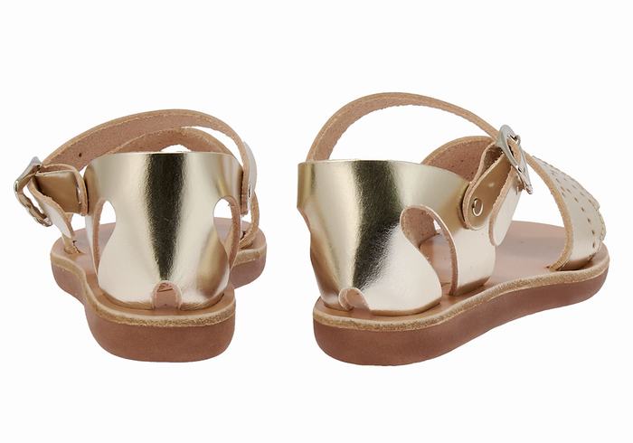 Gold White Ancient Greek Sandals Little Andromeda Soft Kids' Casual Sandals | UDU4313LQ