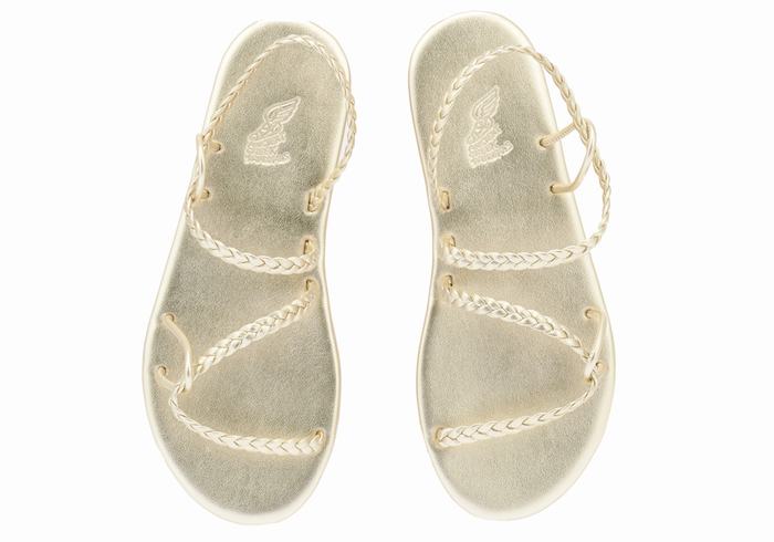 Gold White Ancient Greek Sandals Maya Women Braided Sandals | FJW9759FY