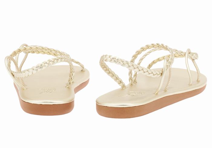 Gold White Ancient Greek Sandals Maya Women Braided Sandals | FJW9759FY