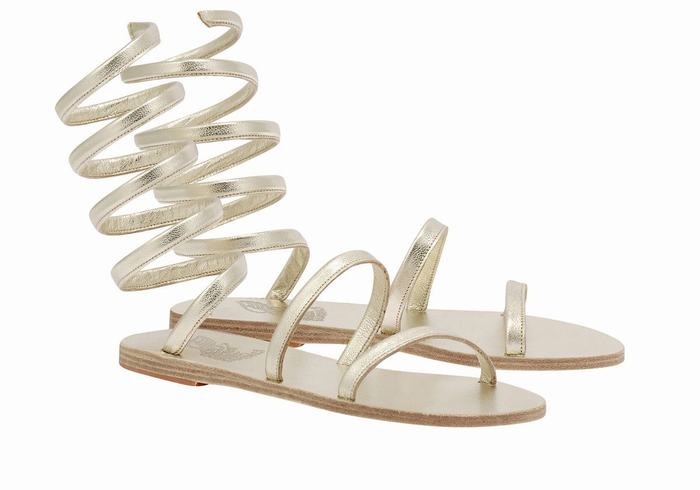 Gold White Ancient Greek Sandals Ofis Leather Women Gladiator Sandals | TLP3764EY