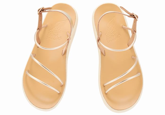 Gold White Ancient Greek Sandals Polis Women Back-Strap Sandals | FLK9842DN