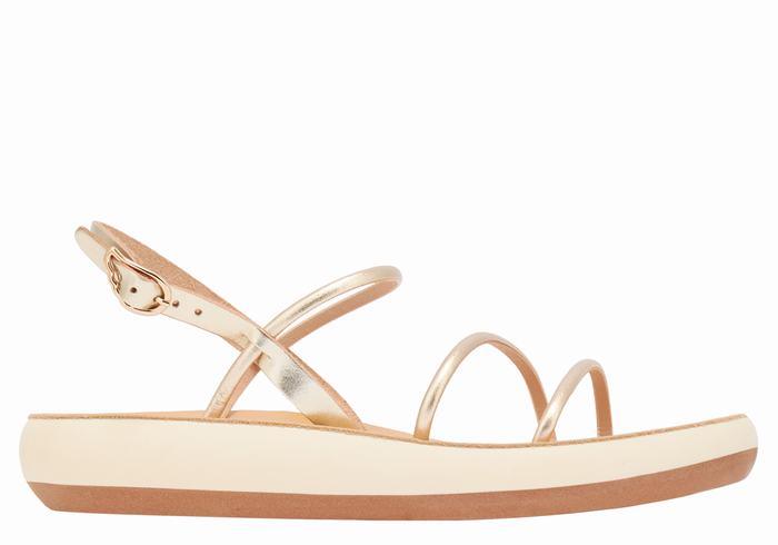 Gold White Ancient Greek Sandals Polis Women Back-Strap Sandals | FLK9842DN