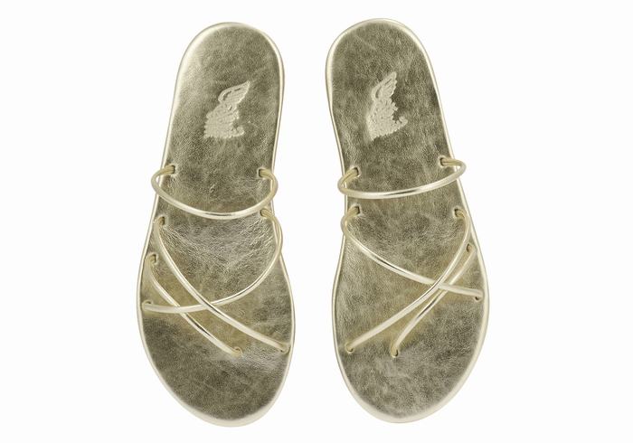 Gold White Ancient Greek Sandals Pu Women Slide Sandals | VNO5859QU