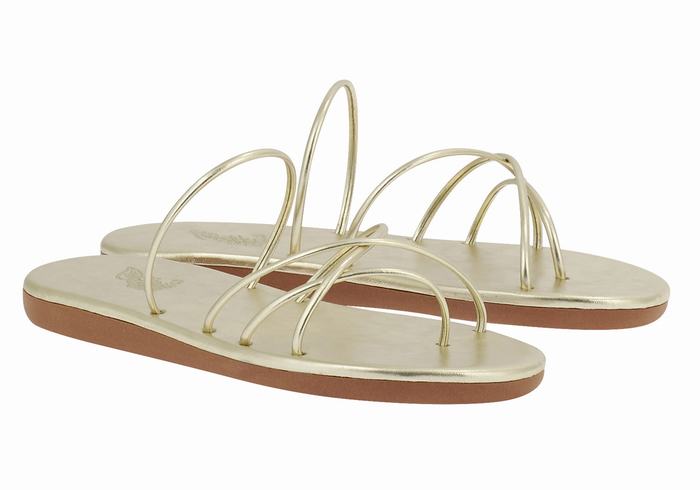 Gold White Ancient Greek Sandals Pu Women Slide Sandals | VNO5859QU