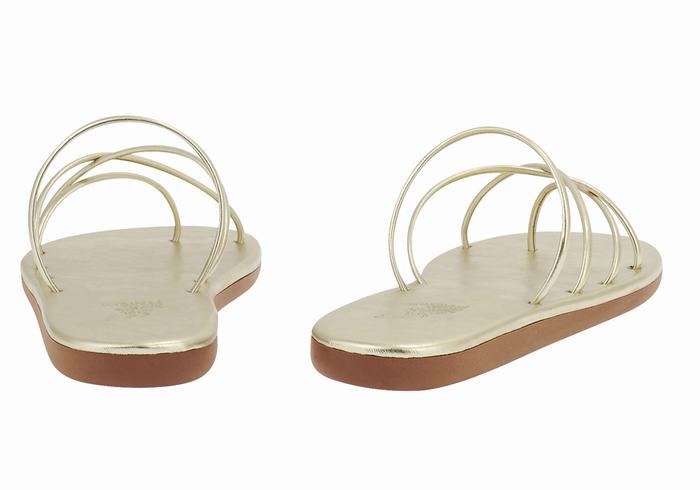 Gold White Ancient Greek Sandals Pu Women Slide Sandals | VNO5859QU