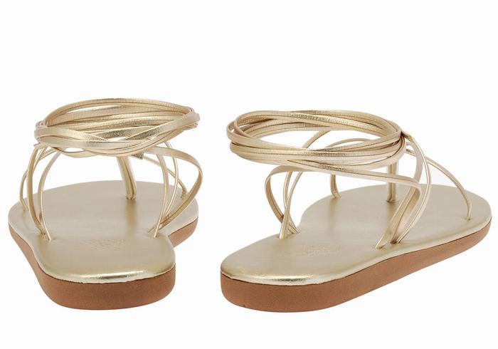 Gold White Ancient Greek Sandals String Women Gladiator Sandals | UMD2047JZ