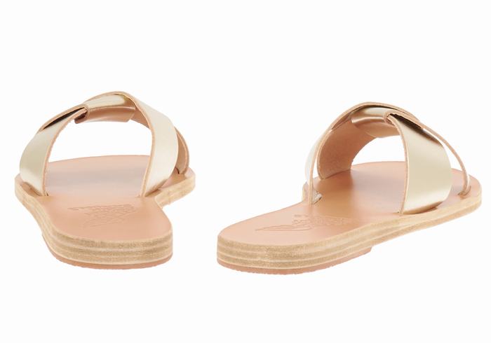 Gold White Ancient Greek Sandals Whitney Women Slide Sandals | PFF9869DG