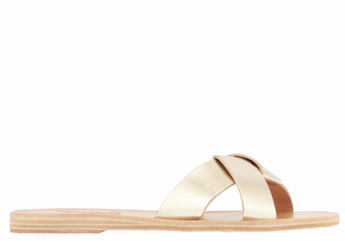 Gold White Ancient Greek Sandals Whitney Women Slide Sandals | PFF9869DG