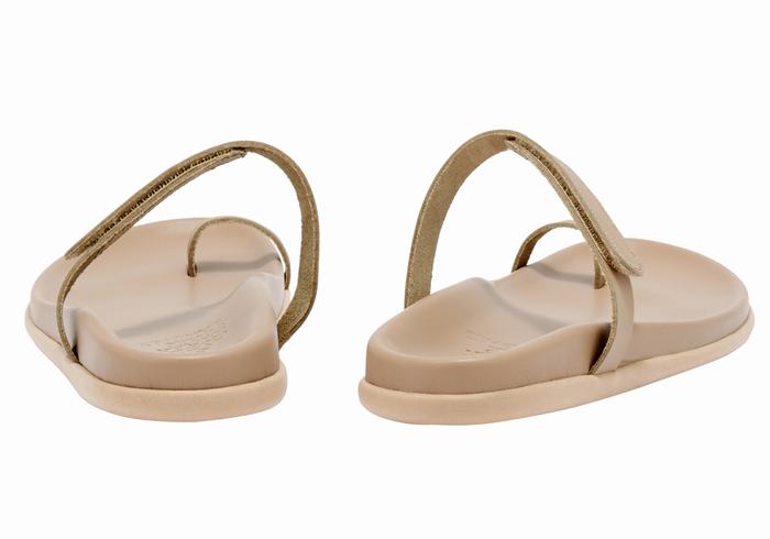 Grey Brown Ancient Greek Sandals Dokos Women Toe-Post Sandals | HLE2978VU