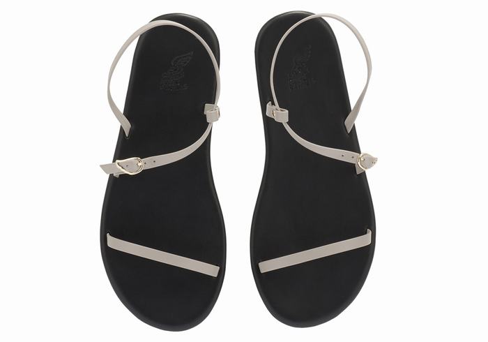 Grey Brown Ancient Greek Sandals Niove Women Back-Strap Sandals | YNH1825QM