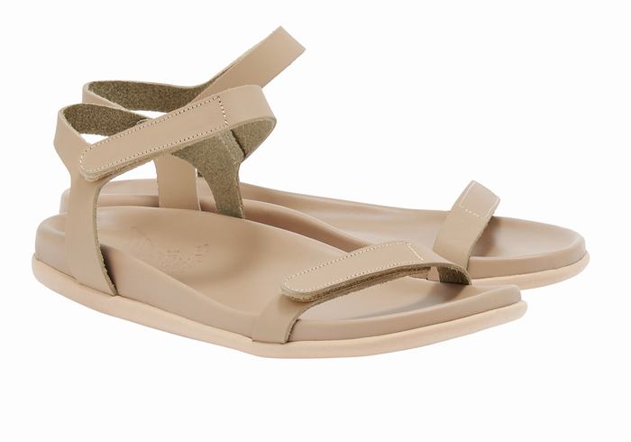 Grey Brown Ancient Greek Sandals Poros Women Back-Strap Sandals | KTO7154AW