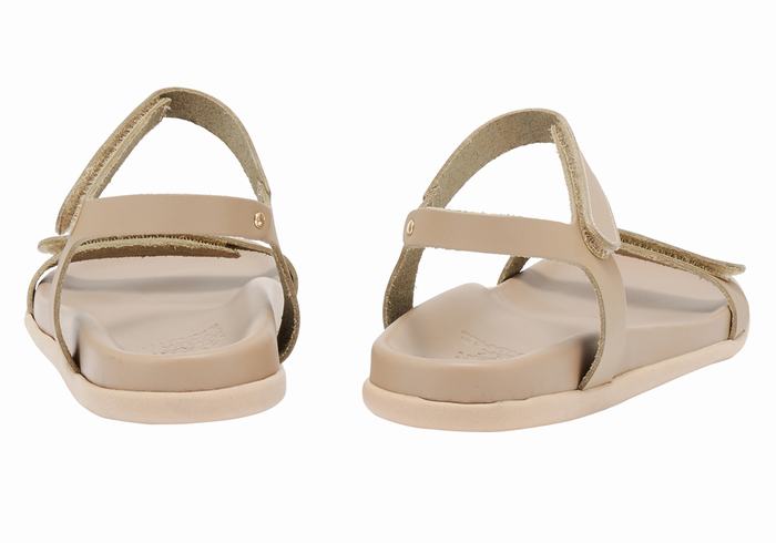 Grey Brown Ancient Greek Sandals Poros Women Back-Strap Sandals | KTO7154AW