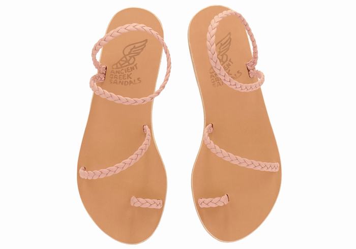 Pink Ancient Greek Sandals Eleftheria Leather Women Braided Sandals | FWS4043JY