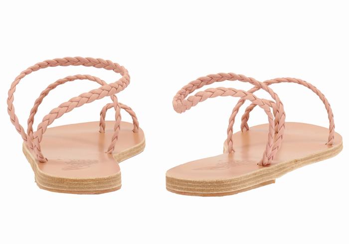 Pink Ancient Greek Sandals Eleftheria Leather Women Braided Sandals | FWS4043JY