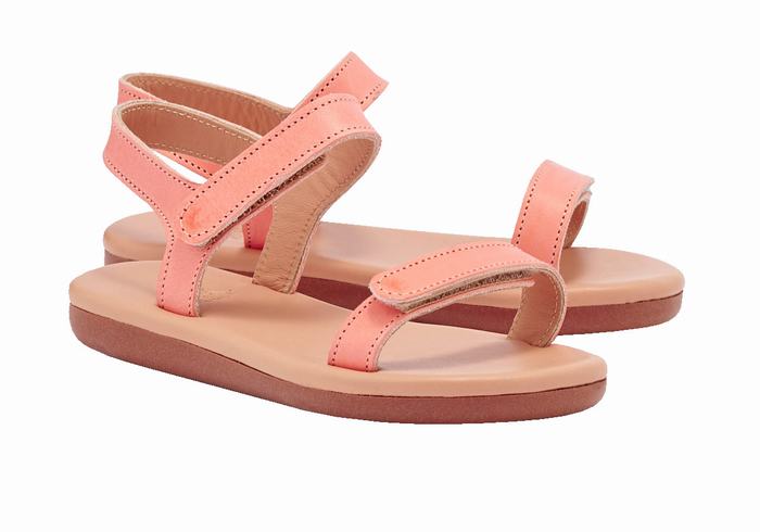 Pink Ancient Greek Sandals Little Poros Soft Kids' Casual Sandals | QZU9634XS