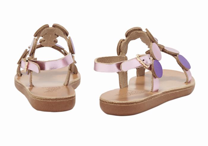 Pink Purple Ancient Greek Sandals Little Uranos Soft Kids' Flat Sandals | IAE7132VP