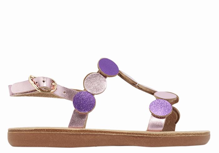 Pink Purple Ancient Greek Sandals Little Uranos Soft Kids\' Flat Sandals | IAE7132VP