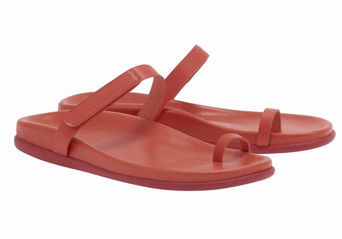 Red Ancient Greek Sandals Dokos Women Toe-Post Sandals | FZB847EV