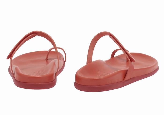 Red Ancient Greek Sandals Dokos Women Toe-Post Sandals | FZB847EV