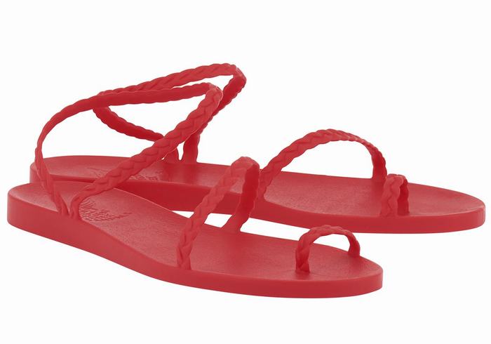 Red Ancient Greek Sandals Eleftheria Women Braided Sandals | AXC5330ZI