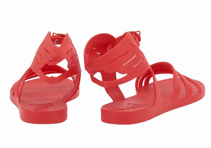 Red Ancient Greek Sandals Ikaria Women Ankle Strap Sandals | WST8343SM