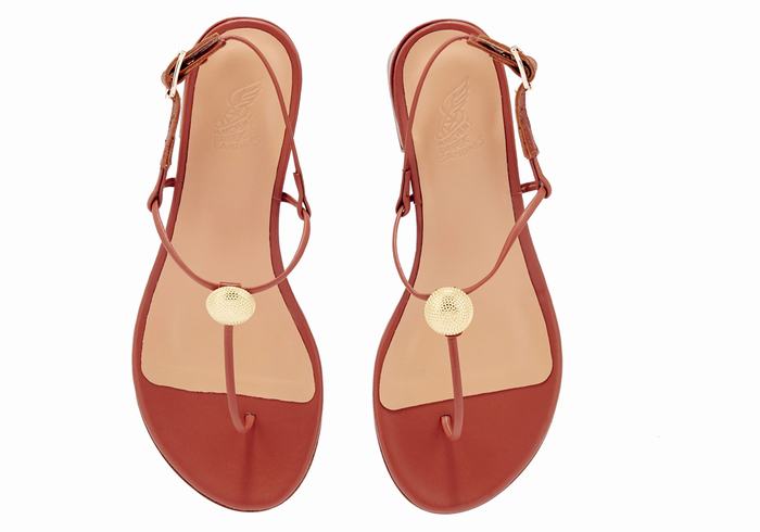 Red Ancient Greek Sandals Mistida Women Heeled Sandals | IKQ6535NZ