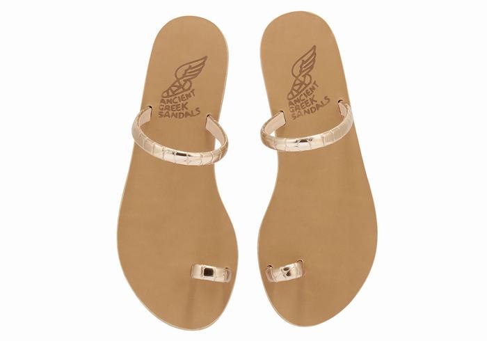 Rose Gold Ancient Greek Sandals Ophion Women Toe-Post Sandals | XRM1232QY