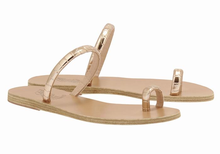 Rose Gold Ancient Greek Sandals Ophion Women Toe-Post Sandals | XRM1232QY