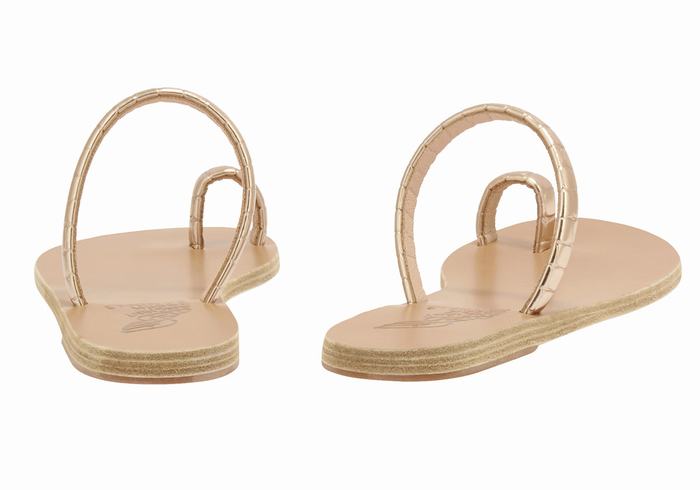 Rose Gold Ancient Greek Sandals Ophion Women Toe-Post Sandals | XRM1232QY