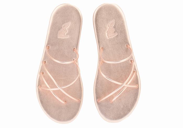 Rose Gold Ancient Greek Sandals Pu Women Slide Sandals | UCM5260LI