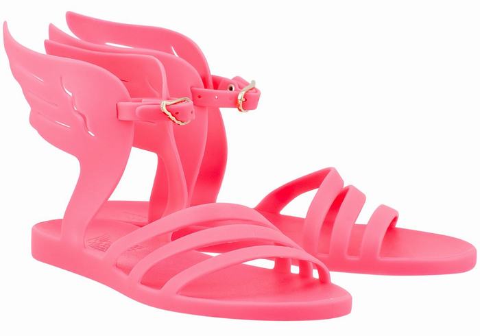 Rose Pink Ancient Greek Sandals Ikaria Women Ankle Strap Sandals | JNB2993LW