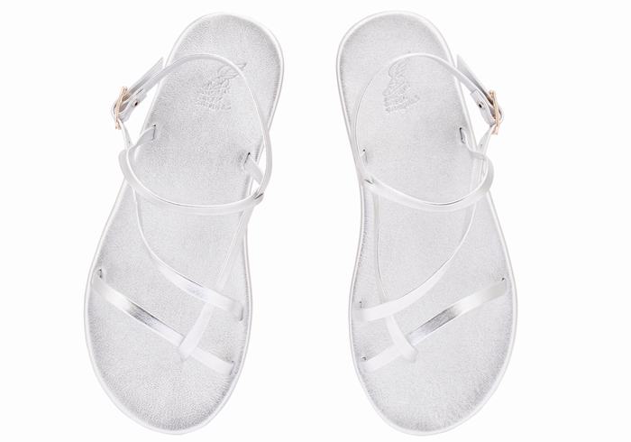 Silver Ancient Greek Sandals Alethea Women Back-Strap Sandals | OMN1029IP