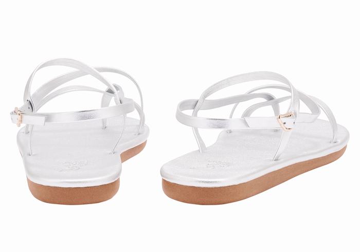 Silver Ancient Greek Sandals Alethea Women Back-Strap Sandals | OMN1029IP