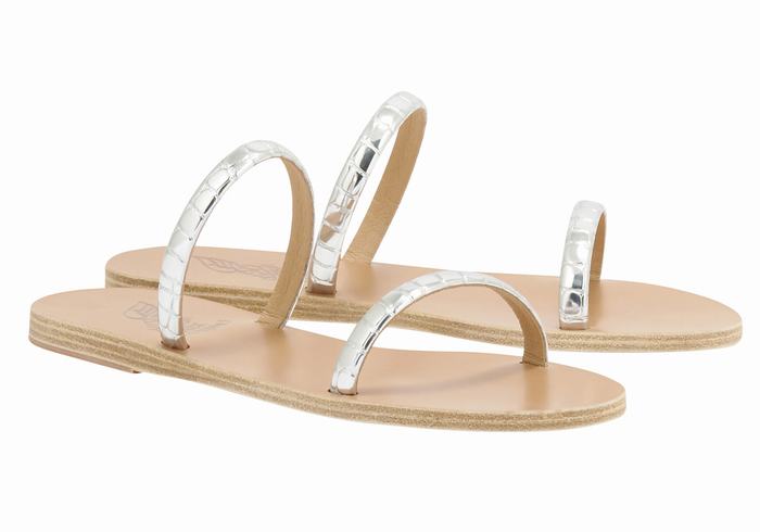 Silver Ancient Greek Sandals Echidna Women Slide Sandals | KDJ4564YF