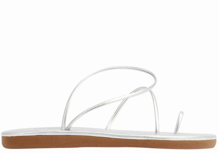 Silver Ancient Greek Sandals Kansiz Women Toe-Post Sandals | RFC4489BU