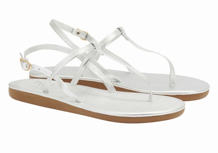 Silver Ancient Greek Sandals Lito Flip Flop Women Back-Strap Sandals | QAF1348JZ