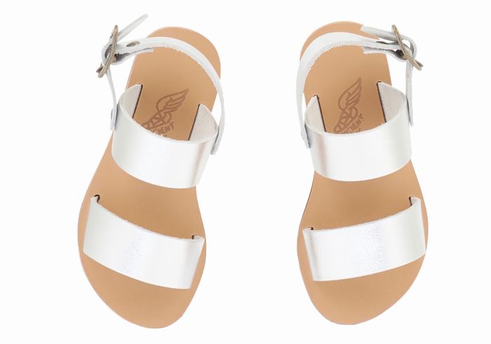 Silver Ancient Greek Sandals Little Clio Soft Kids' Casual Sandals | DVW5138LO