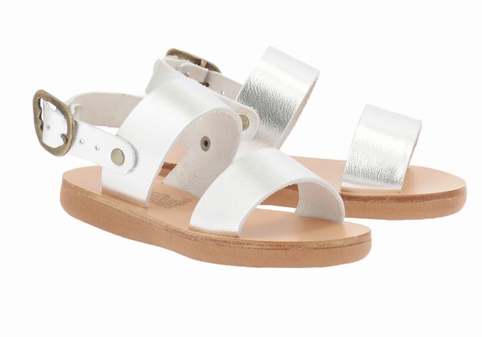 Silver Ancient Greek Sandals Little Clio Soft Kids' Casual Sandals | DVW5138LO