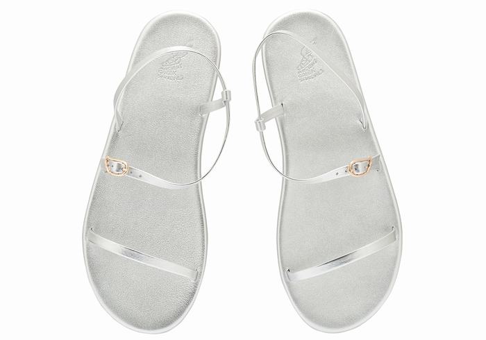 Silver Ancient Greek Sandals Niove Women Back-Strap Sandals | TGR8569BH